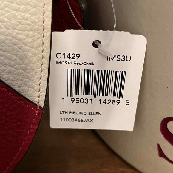 BRAND NEW WITH TAGS COACH CHALK/RED C1429 LEATHER PIECING ELLEN PURSE - Picture 9 of 12